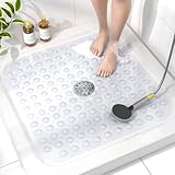 HITSLAM Duschmatte rutschfest, 53x53cm Antirutschmatte Dusche mit Saugnäpfen, Badewannenmatte rutschfest BPA Frei, Maschinenwaschbar Badematte, Weich auf den Füßen Rutschmatte Dusche, Transparent