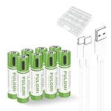 USB AAA Lithium Ionen Aufladbare Akkus, 1.5V 550mWh wiederaufladbare batterien AAA Akku, 1H Stunden Schnellladung, 1200 Zyklen mit Typ C Ladekabel, Überladeschutz, Pack of 8