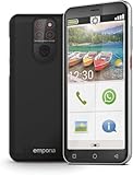 emporiaSMART.5 Mini, Seniorenhandy, 4G Volte, Senioren Smartphone ohne Vertrag, Mobiltelefon mit Notruftaste, 4,95-Zoll-Display, Android 13, 13 MP Kamera, Schwarz, E5mini/E5m 001