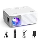 Mini Beamer Handy, 2025 Upgrade AKIYO O1 Beamer Klein 1080P Unterstützt mit 50%Zoom, ±50°Keystone, 15000L Outdoor Projektor für Smartphone, Beamer Heimkino Kompatibel mit TV Stick/HDMI/USB(mit Stativ)