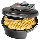 Clatronic® Waffeleisen Herzform | Antihaftbeschichtung | mit großen Backflächen | ⌀ 18 cm | stufenlos regelbarer Bräunungsgrad | Herzwaffeleisen | Waffle Maker | Waffelmaker | WA 3491 schwarz