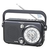 Muuoeou Tragbares Bluetooth AM FM-Radio, 1200 MAh Batteriebetriebener Radiolautsprecher, Unterstützt SD-Karte und USB-MP3-Player, Hintergrundbeleuchtung