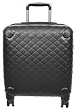 Vaitape Pilotentasche aus Kunstleder, leicht, mit vier Rädern, gestepptes Design, Schwarz , Cabin, Pilotenkoffer