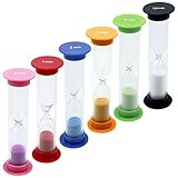 Jinlaili Farbenfrohe Sanduhren 6 Stück, 30sec / 1min / 2min / 3min / 5min / 10min, Zähneputzen Sanduhren Klein für Kinder, Sanduhr Spiel, Sanduhr Sandclock Sand Uhren Eieruhr Kurzzeituhr Uhr