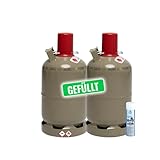 Bluecraft Propan-Gas-Flasche 5 kg Eigentum gefüllt voll Campinggasflasche inkl. Ulith Lecksuchspray (2 Stück)