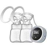 Milchpumpe Elektrisch,Milchpumpe,Mit 4 Modi und 9 Saugstufen,Elektrische Milchpumpe Mit LED-Anzeige, Freihändig, Starke Saugkraft, Wiederaufladbare Doppelmilchpumpe,Milchpumpe Handsfree