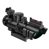 Feyachi Zielfernrohr 4x32mm Leuchtpunktvisier Rot-Grün-Blau Illuminated Airsoft Red Dot Visier mit Top Fiberoptik für Jagd, Softair und Armbrust mit 20mm/22mm Montage