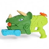 MIJOMA Wasserpistole Dinosaurier-Design – Wassergewehr mit Pump-Funktion für Kinder – 28 cm Sommer-Action, Outdoor-Spielzeug, Dino Space Gun aus Kunststoff (Grün/Neon)
