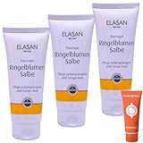 ELASAN Thüringer Ringelblumen Salbe 3x 100 ml I rückfettende Pflege mit Calendula & Vitamin E I für empfindliche, aufgesprungene, beanspruchte Haut I parfümfrei I Sar-Set plus Pharma Perle give-away
