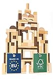 LISA & MAX Premium Holzbausteine (130 Teile) ab 1 Jahr - 100% natürlich, Made in EU, FSC-Buchenholz natürlich geölt -Holz Bausteine für Kinder ab 1 Jahr -Holzbausteine Natur -Bauklötze Holz Baby