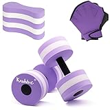 Aquatic Fitness-Set, Wasserhanteln, Zugboje Beinschwimmer EVA, 5-lagig, Wasser-Aerobic-Workouts, 2 Schaumstoff-Hanteln, Pool-Widerstandshandschuhe, Schwimmen, Anfänger, Sportübungen (violettes