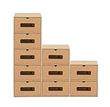 BigDean 10er Boxen-Set mit Schublade & Sichtfenster - Pappkarton aus Kraftpapier - Schuhbox Spielzeug-Box Aufbewahrung für Zubehör & Accessoires