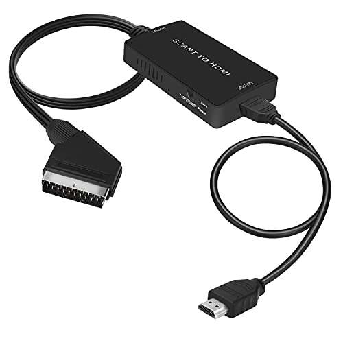 Scart auf HDMI Konverter, Scart auf HDMI Adapter Video Audio Wandler HD 1080P mit HDMI Kabel, für HDTV STB VHS Xbox PS3 Sky DVD Blu-ray usw