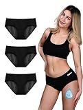 TIICHOO Menstruationsunterwäsche Starke Blutung Periodenslip Damen Perioden Unterwäsche 3er Pack(M, Schwarz 3 stück)