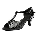 Sandalen Damen Breiter Fuß Sandals Women Platform Latin Ballroom Prom Schuhe Damen Color Sandalen Fashion Dance Damensandalen Plattfuss Trekkingsandalen Leicht (Black 40)