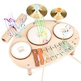 Vanplay Kinderspielzeug ab 3 Jahre Schlagzeug Kinder Trommel 9 In 1 Holzspielzeug Musikinstrumente Montessori Spielzeug Geschenk 3 4 5 6 Jahre Junge Mädchen
