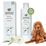 amusi Balsam für Hunde mit langem Haar, 250 ml, hergestellt in Italien, Hunde Conditioner Langhaar mit entwirrender Wirkung, antibakteriell und hautschützend, hypoallergen, mit veganem pflanzlichem