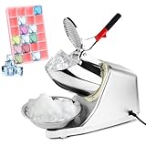 Elektrischer Eiszerkleinerer, 300 W, 220 V-240 V, Edelstahl, mit Doppelmesser, Schnee-Cone-Maker für zerkleinertes Eis 80 kg/h, geeignet für Handel und Haushalt (Silber)