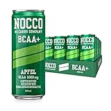 NOCCO BCAA Energy Drink – zuckerfrei, vegan Energy Getränk mit Koffein, Vitaminen und Aminosäuren – Apfel-Geschmack, 24 x 330ml inkl. Pfand (Apfel)