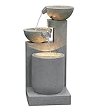 Dehner Gartenbrunnen Samson, Terassenbrunnen frostbeständig, Brunnen für Außen, mit LED Beleuchtung, ca. 100 x 54.5 x 54.5 cm, Polyresin, grau