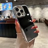 WSDSMS Luxuriöse plattierte Make-up-Spiegel-Handyhülle für iPhone 11 12 13 14 15 16 Pro Max Mini XR X XS 8 7Plus, stoßfeste Hartacrylhülle, Silber, für iPhone 16 ProMax