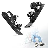 VLBPCR Kurze Skiskates für Schnee, Verstellbare Mini Snowskates, Tragbare Snowblades, Kurze Skiskates, Schwarz