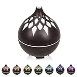 Klein Aroma Diffuser für ätherische Öle, 150ml Ultraschall Aromatherapie Diffusor mit automatischer Abschaltfunktion, Holzmaserung Diffusor für Zuhause Büro Oder Yoga (Braun)