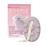 Foamie Festes Duschgel mit Kirschblüte & Reismilch, Reichhaltige Duschpflege Trockene Haut mit Massage-Effekt, Feste Dusche 100% Vegan, Plastikfrei, Silikonfrei, 80 g