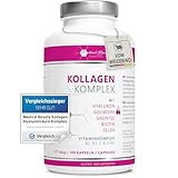 Premium Kollagen Hyaluronsäure Komplex - mit dem Superfood Gojibeere und Grüntee - 180 Kollagen Kapseln vom Weiderind. 1000mg Kollagen Hydrolysat, Biotin, Selen, Zink, Vitamine C, B2, B3. Laborgeprüft