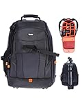 Rollei 20290 Fotoliner Fotorucksack M I großer Kamerarucksack I Daypack I inkl. Laptop-Fach, Regenschutz und Handgepäck tauglichen Maßen I Schwarz