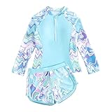 Badeanzug Set für Mädchen, 2 Stück Rashguard Badeanzüge, Strand Schwimmen Shirt Shorts, UV-Schutz, schnell trocknende Bademode