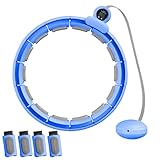 Smart leise Hula Hoop Reifen Erwachsene Haut+Kleidung, 20 Elemente Einstellbare XXXL 148cm Umfang Gewichtsverlust Fitness Hoop mit Intelligentes Zählen (blau)