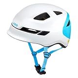 KED Unisex Jugend Pop Fahrradhelm, White Blue, M (52-56cm)