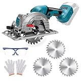 WingFly Bürstenlose Mini-Kreissäge für Makita 18 V Akku, Handkreissäge mit 3 Sägeblättern, Kann Diagonal Schneiden 11000RM/min Multifunktionssäge für Holzbearbeitung(ohne Akku)