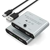 8K USB C Switch USB C Switcher for 2 Computers - Bi Directional USB C KVM Switch Splitter for 8K@60Hz/4K@144Hz Video Transfer+100W Charging+10Gbps Data, with Power Cable