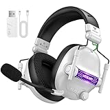 WESEARY Bluetooth Kopfhörer, 2,4G Wireless Gaming Headset mit Mikrofon für PS5, PS4, PC, Switch, Mac, Faltbarer Surround Sound Noise Cancelling mit LED Licht, Über 50 Stunden Akkulaufzeit