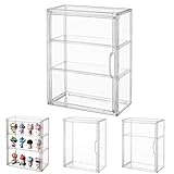 Siyecioa Schaukasten Vitrine, Acryl Vitrine, Glasvitrine, Vitrine Klein mit Tür Für Action Figuren Spielzug, MiniFiguren, Sammelfiguren, Selbstmontage mit 3 Schicht