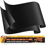 Dauerbackfolie für Backofen Hitzebeständig, 2 Stk 43x64cm Große Ofeneinlagen, Antihaft Teflon Backmatte, Backpapier Wiederverwendbar für Elektro- und Gasbackofen, BPA- und PFOA-frei, Schwarz