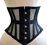 Damen Unterbrust Korsett Waist Trainer Mesh Corset Mesh Corsage mit starker Schnürung (DE/NL/SE/PL, Numerisch, 44, Regular, Regular, Schwarz)