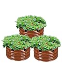 VEVOR Hochbeet aus Metall, 590x265mm, 3er-Set, verzinkter Pflanzkasten, offener Boden, Gemüsebeet, Pflanzbeet für den Gartenanbau von Gemüse, Blumen, Kräutern und Sukkulenten, Tiefe Holzmaserung