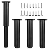 FINDIR 4 Stück Möbelfüße Schwarz Metall Rund Möbelfüße Verstellbar Einstellbare Höhe 18-30cm Möbelbeine Metall Höhenverstellbar Möbelfüße für Sofa Bett Tisch Stuhl Fernsehschrank
