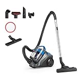 Amazon Basics Bodenstaubsauger ohne Beutel 1.7L Kompakt Leichtgewicht mit 3-Fach-Aktionsdüse, HEPA-Filter, 850W, für Teppich und Hartböden, Schwarz & Blau