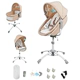 Nine point nine 3 in 1 Beistellbett Baby, Multifunktional Stubenwagen Baby, Höhenverstellbar Babybett, Klappbares Babys Reisebett (Khaki)