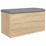 vidaXL Sitzbank, Bank mit Stauraum, Gepolstert Sitzhocker Truhenbank, Polsterbank Sitztruhe Aufbewahrungsbox für Wohnzimmer Flur, Sonoma-Eiche Holzwerkstoff