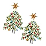 NIYANGLE Extravaganter Weihnachtsbaum Ohrstecker für Damen Funkelnde Kreative Ohrringe mit Glitzerstein Dekoration für Festliche Anlässe und Besondere Feiertage