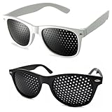 2 Stück Rasterbrille Augentraining,Brille Lochbrille für Augentraining,Pinhole Glasses Multidot Augentrainer,Improvement Correction Vision Gitterbrille Korrekturbrille für Herren Damen Eye (B)