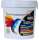 RyFo Colors Acryl Fassadenfarbe 1l (Größe wählbar) - weiße Außen-Farbe-Dispersion, Reinacrylat Basis, wasserabweisend, hohe Deckkraft, höchster Wetterschutz, lösemittelfrei