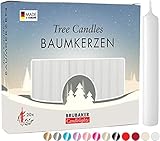 BRUBAKER 20er Pack Baumkerzen Wachs - Weihnachtskerzen Pyramidenkerzen Christbaumkerzen - Weiß