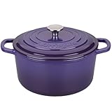 VORRINGARD Schmortopf aus emailliertem Gusseisen mit Deckel, für Sauerteigbrot, runde Dutch Ovens, 6 Quart, Lila