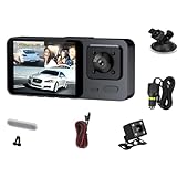 Greabuy 2/3-K-Kamera Auto DVR 1080P Kamera Doppel-/Dreifachobjektiv Dashcam Video Recorder Parkplatz 5,1 cm